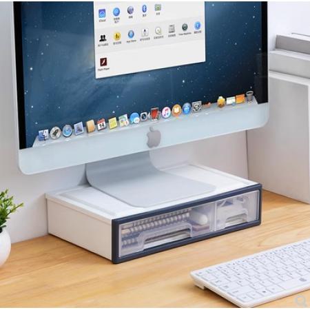 電腦顯示器屏增高架子桌面收納盒 雙格
