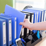 得力 四擋雜志架 文件架 灰色[四聯(lián)帶筆筒] 78981